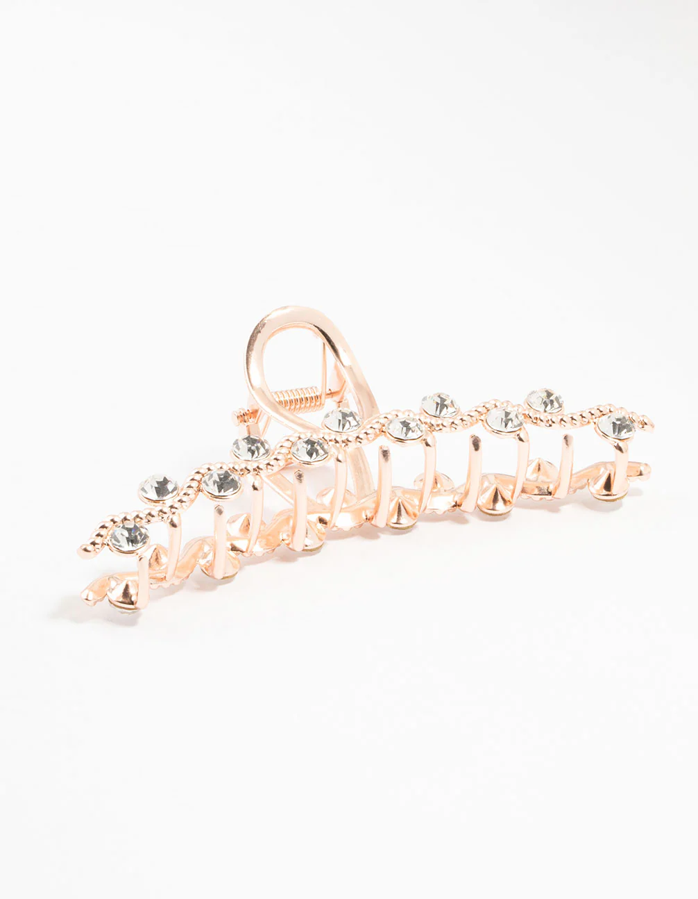 Rose Gold Wavy Diamante Twisted Claw Clip - Image 3