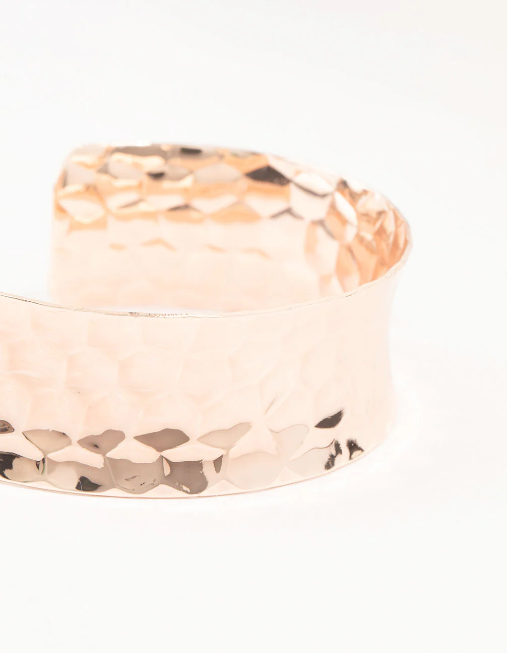 Rose Gold Plated Wide Hammered Wrist Cuff - Image 2