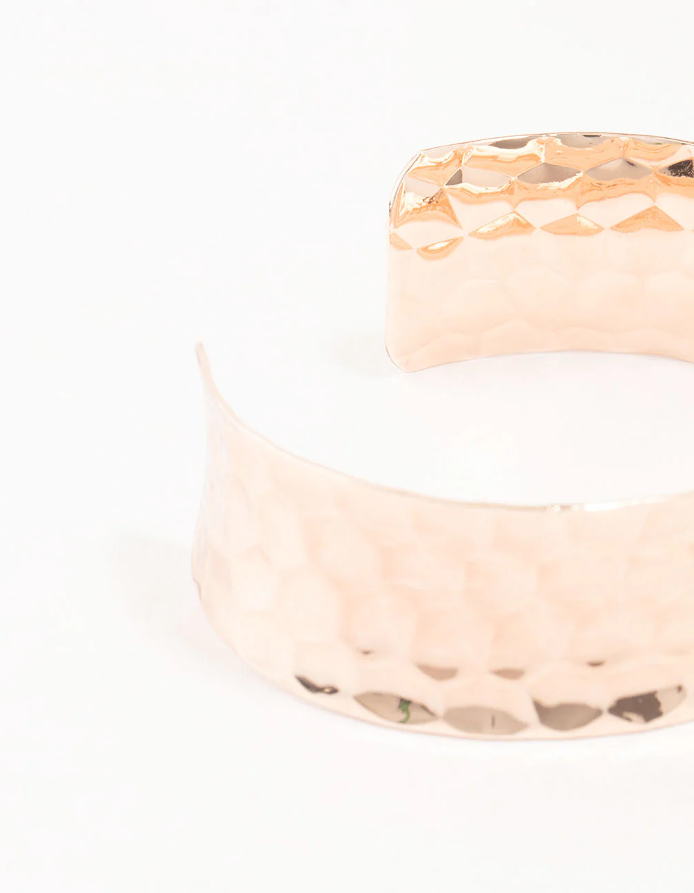 Rose Gold Plated Wide Hammered Wrist Cuff - Image 3