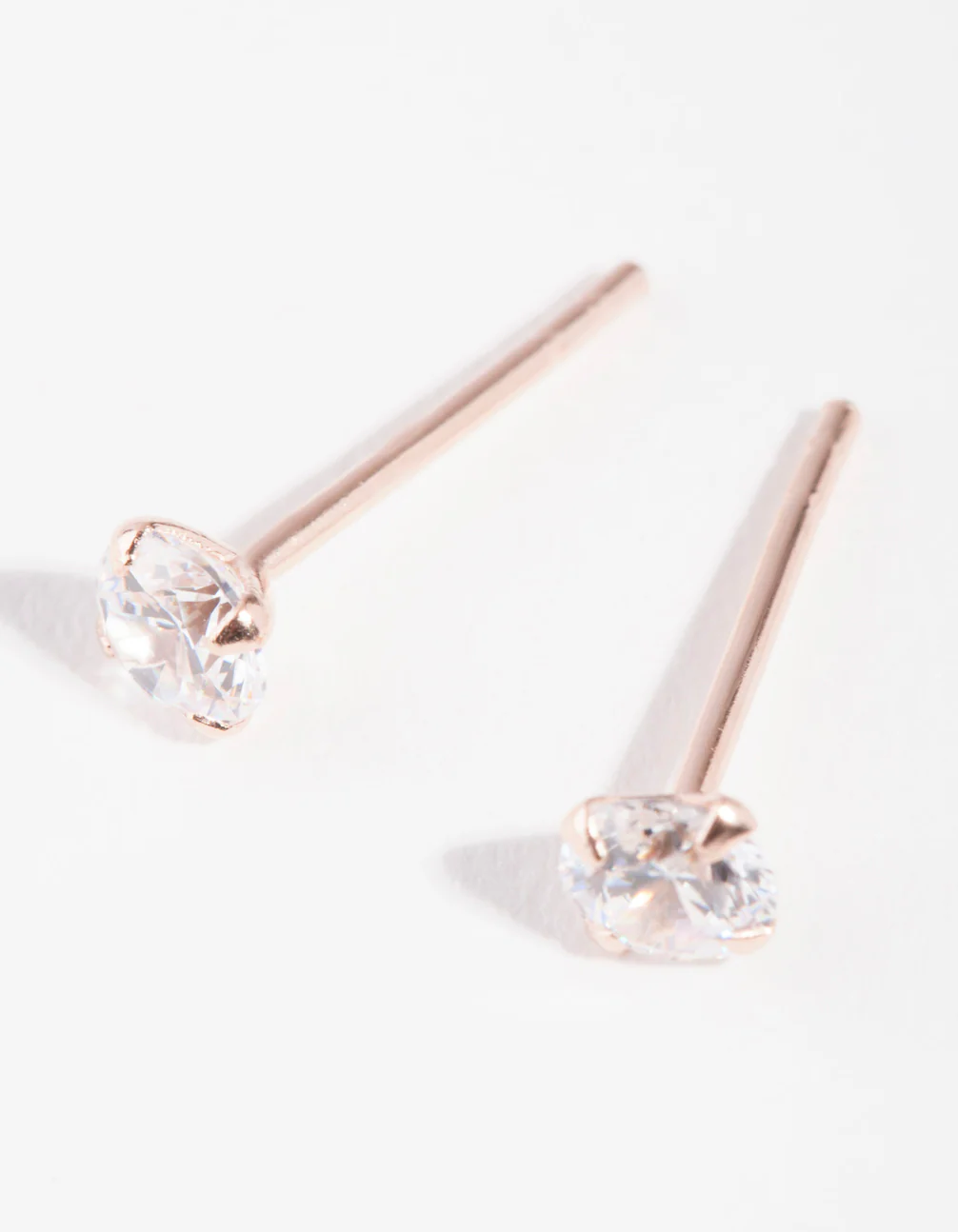 Rose Gold Plated Sterling Silver Cubic Zirconia 1/4 Carat Stud Earrings - Image 4