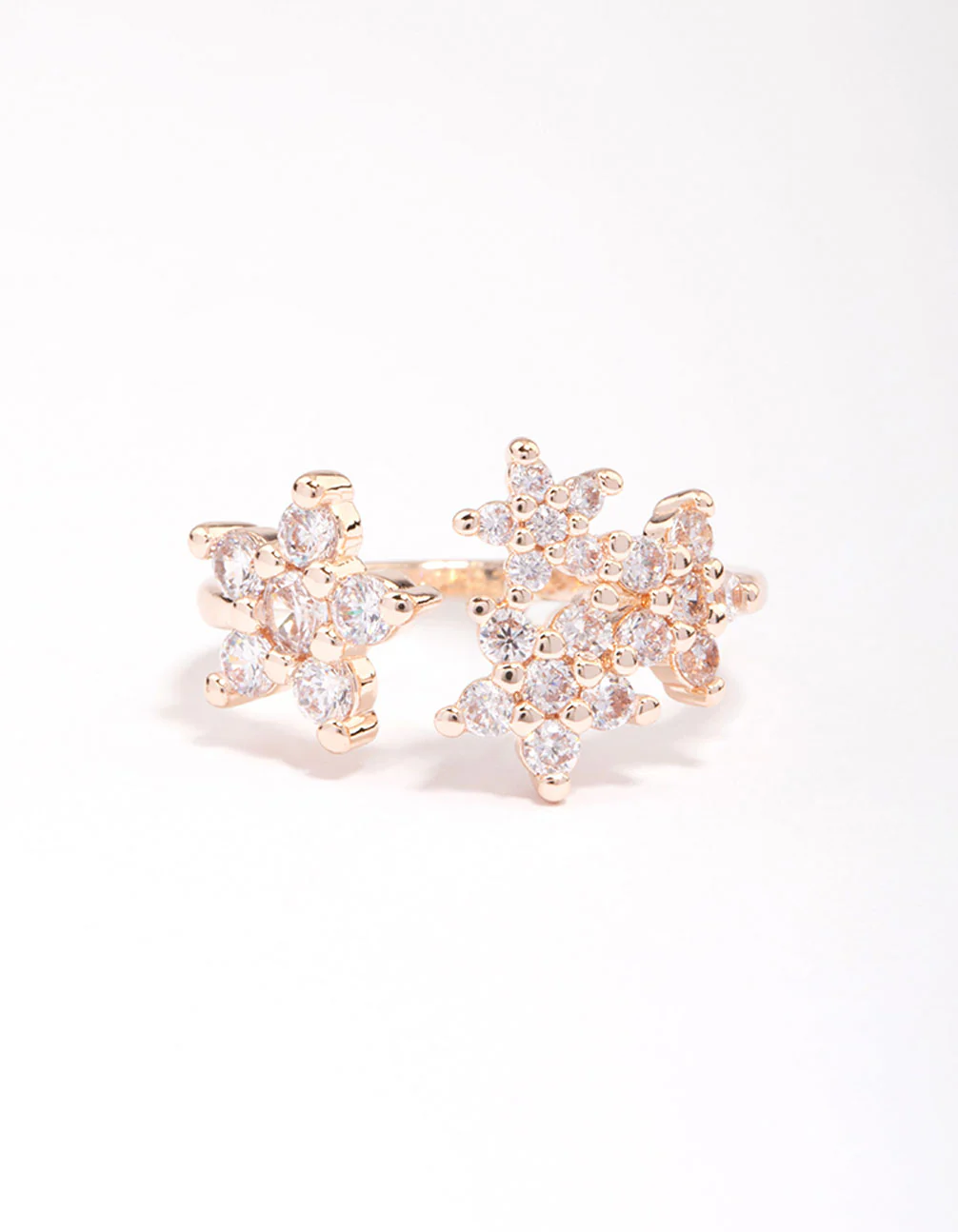 Rose Gold Plated Cubic Zirconia Open Flower Ring - Image 3