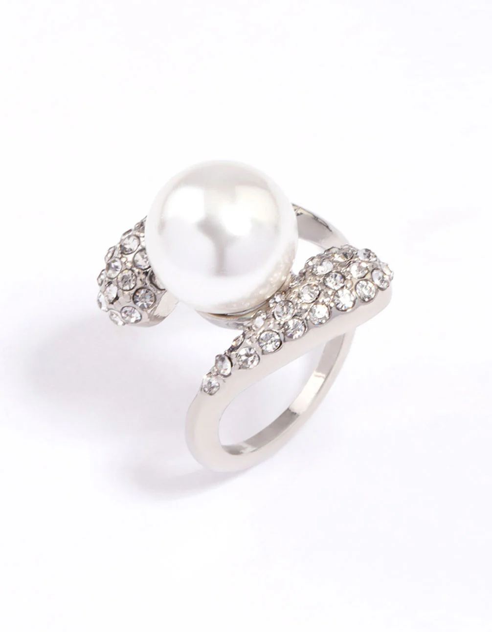 Silver Pave Statement Pearl Ring - Image 2