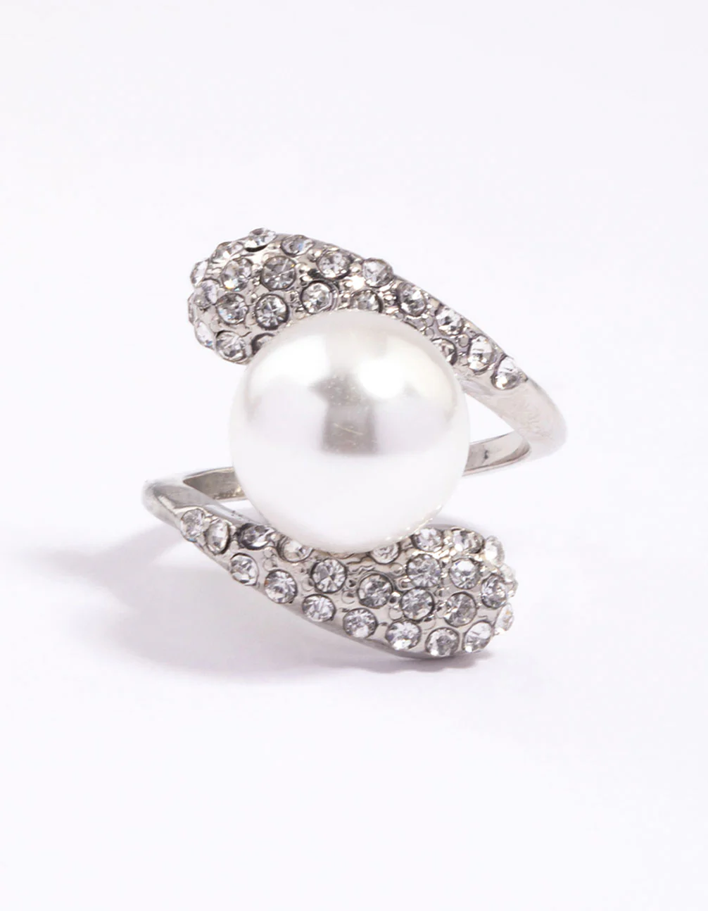 Silver Pave Statement Pearl Ring - Image 3