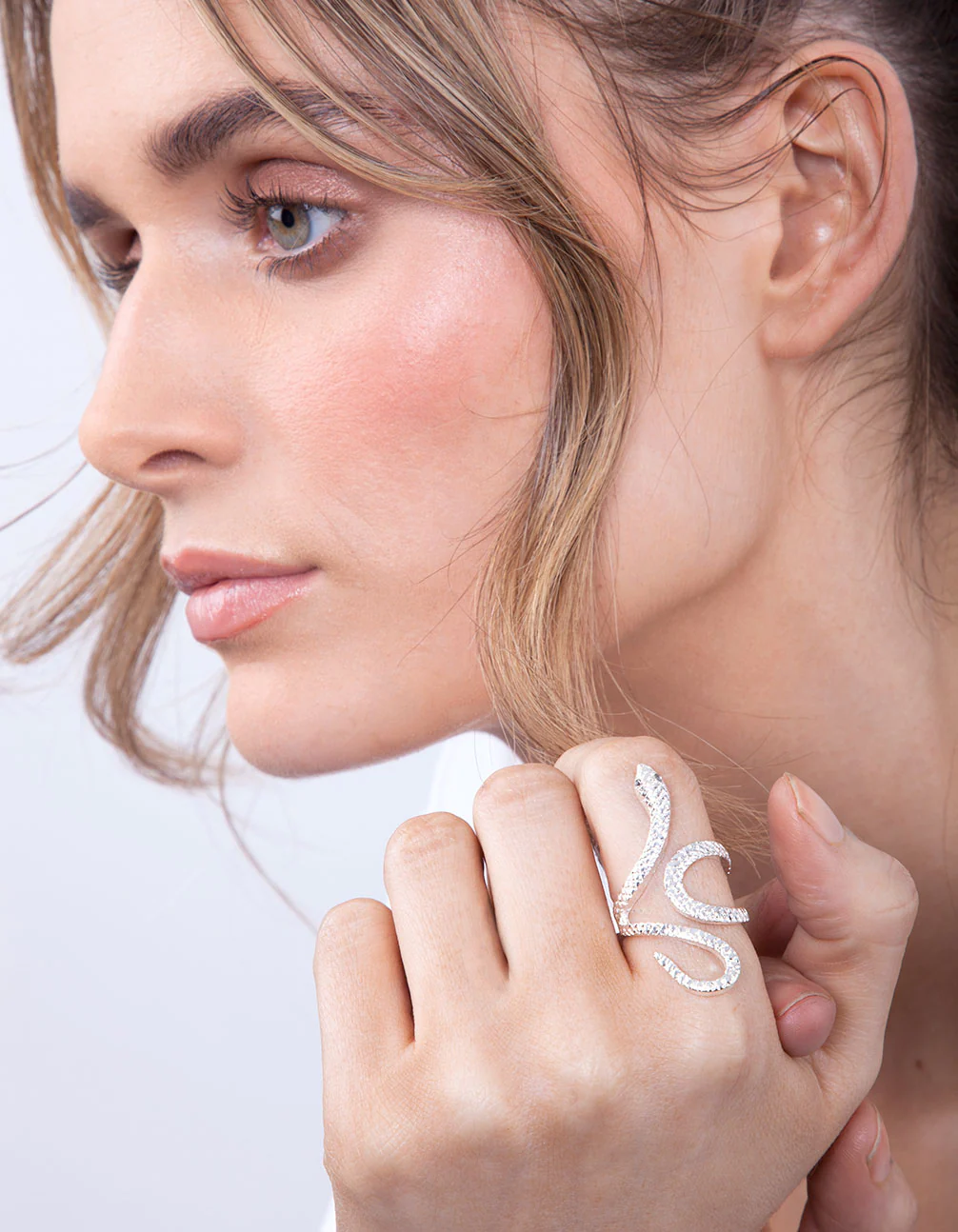 Silver Etched Snake Ring - Image 3