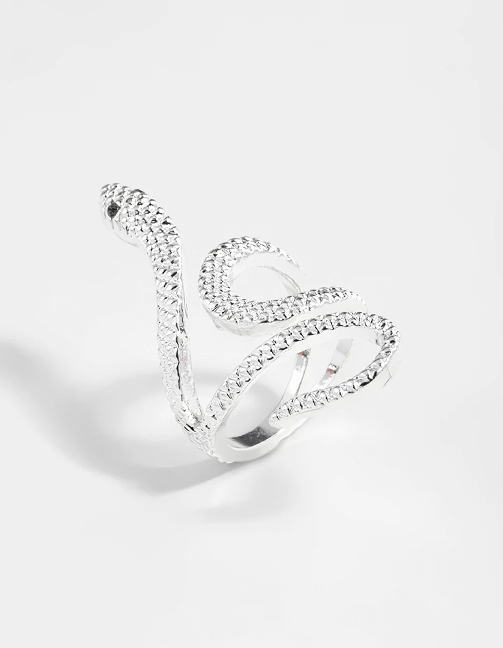 Silver Etched Snake Ring - Image 4