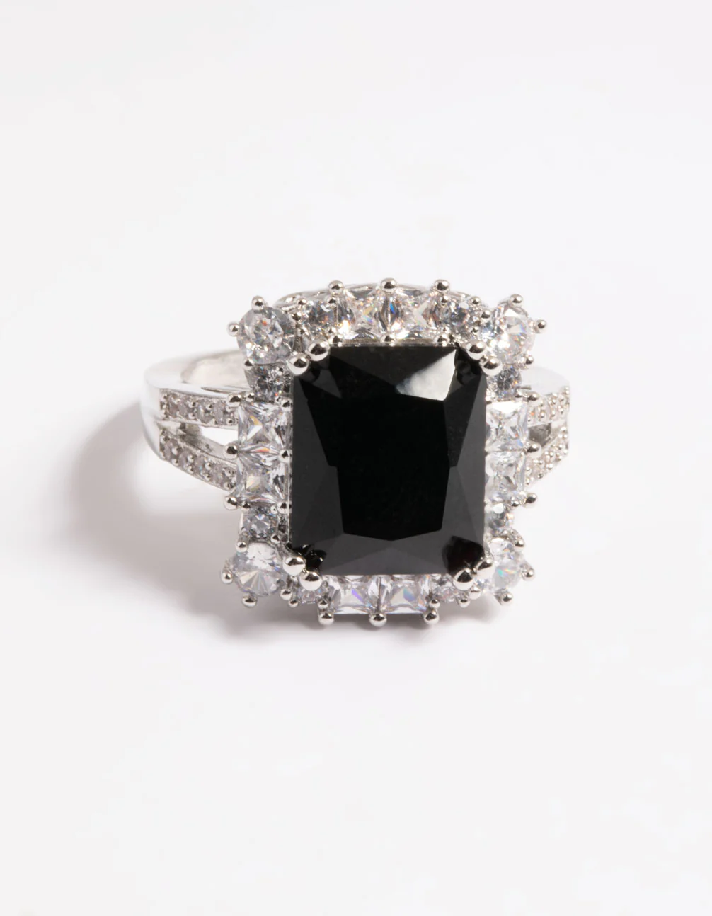 Silver Cubic Zirconia Emerald Ring - Image 4
