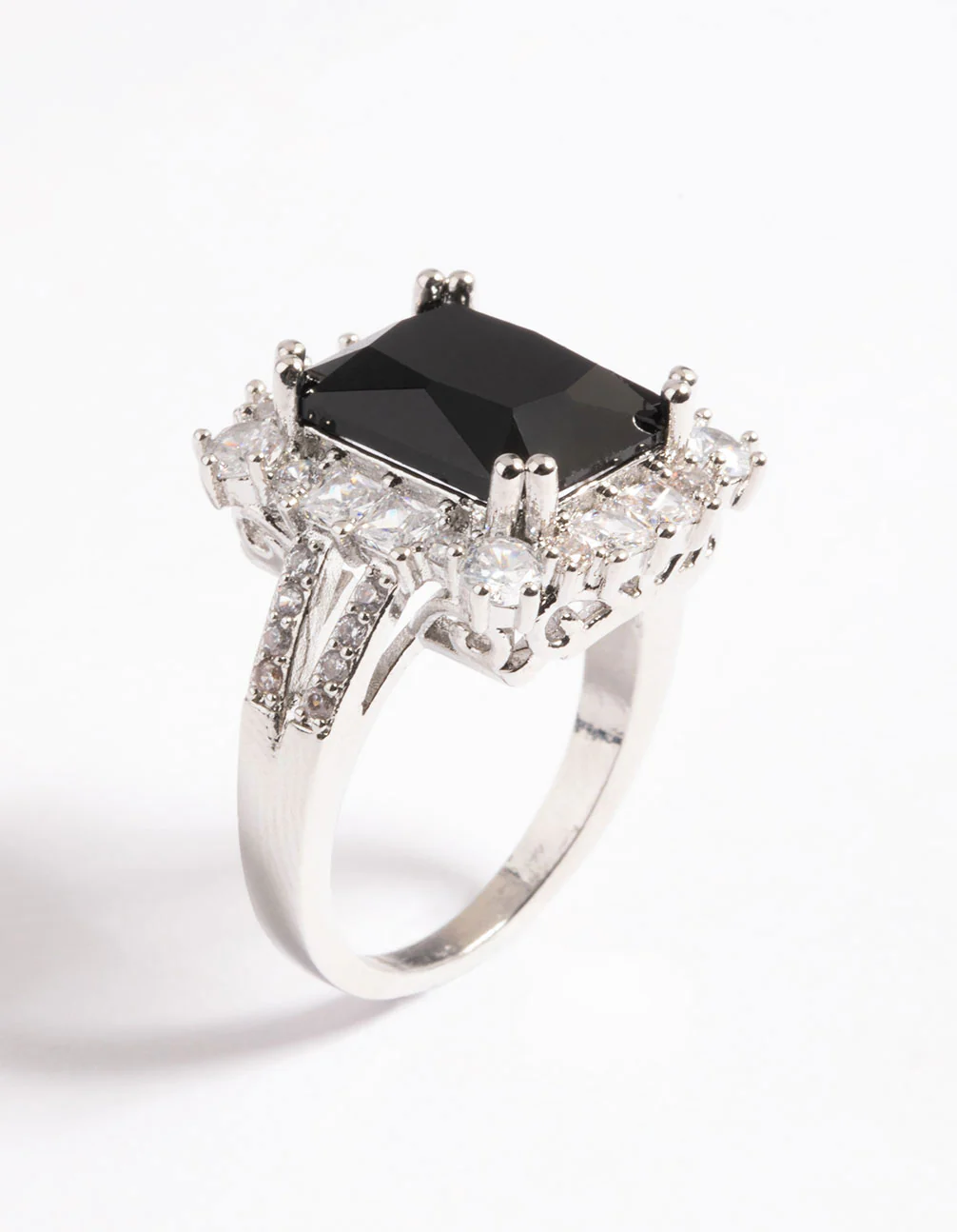 Silver Cubic Zirconia Emerald Ring - Image 5