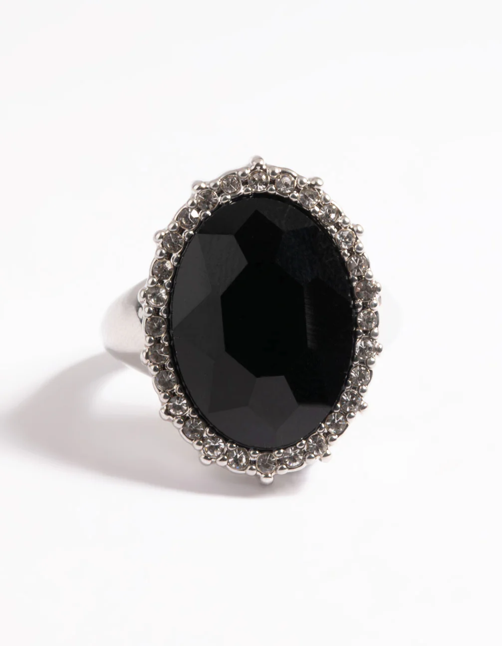 Silver Large Oval with Halo Ring - Image 2