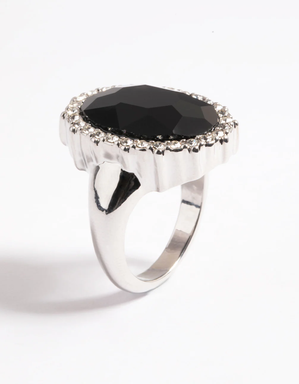 Silver Large Oval with Halo Ring - Image 3