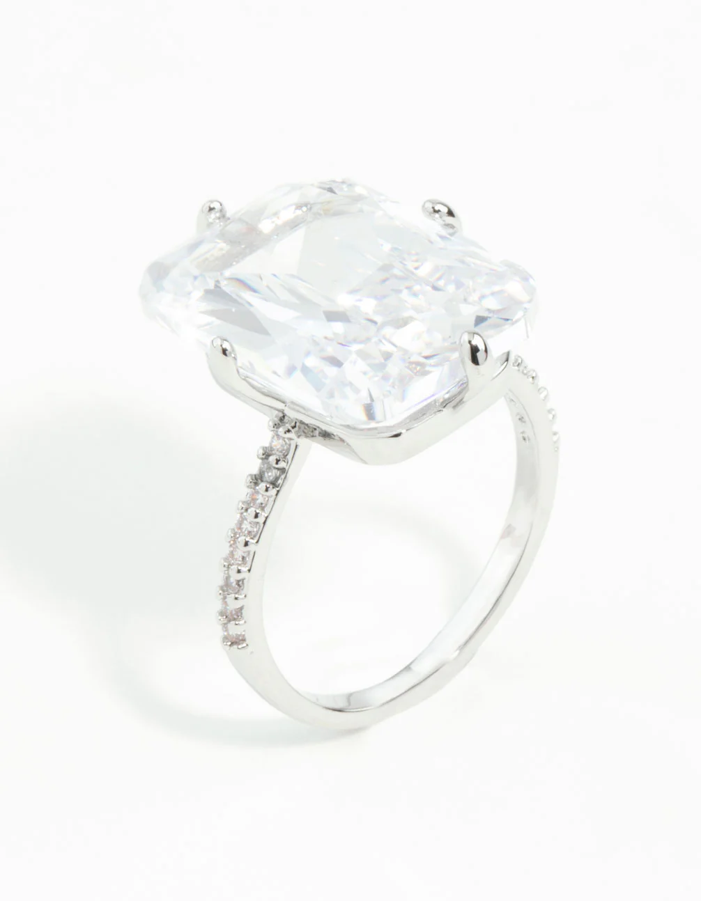 Silver Rectangle Celebrity Engagement Ring - Image 2