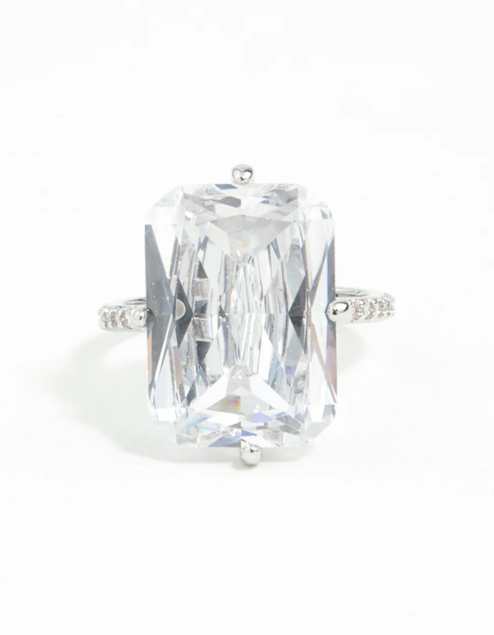 Silver Rectangle Celebrity Engagement Ring - Image 3