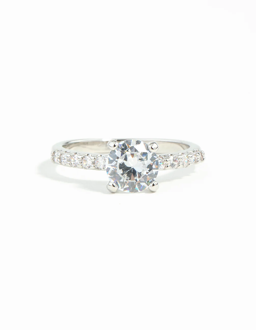Silver Cubic Zirconia Classic Engagement Ring - Image 3