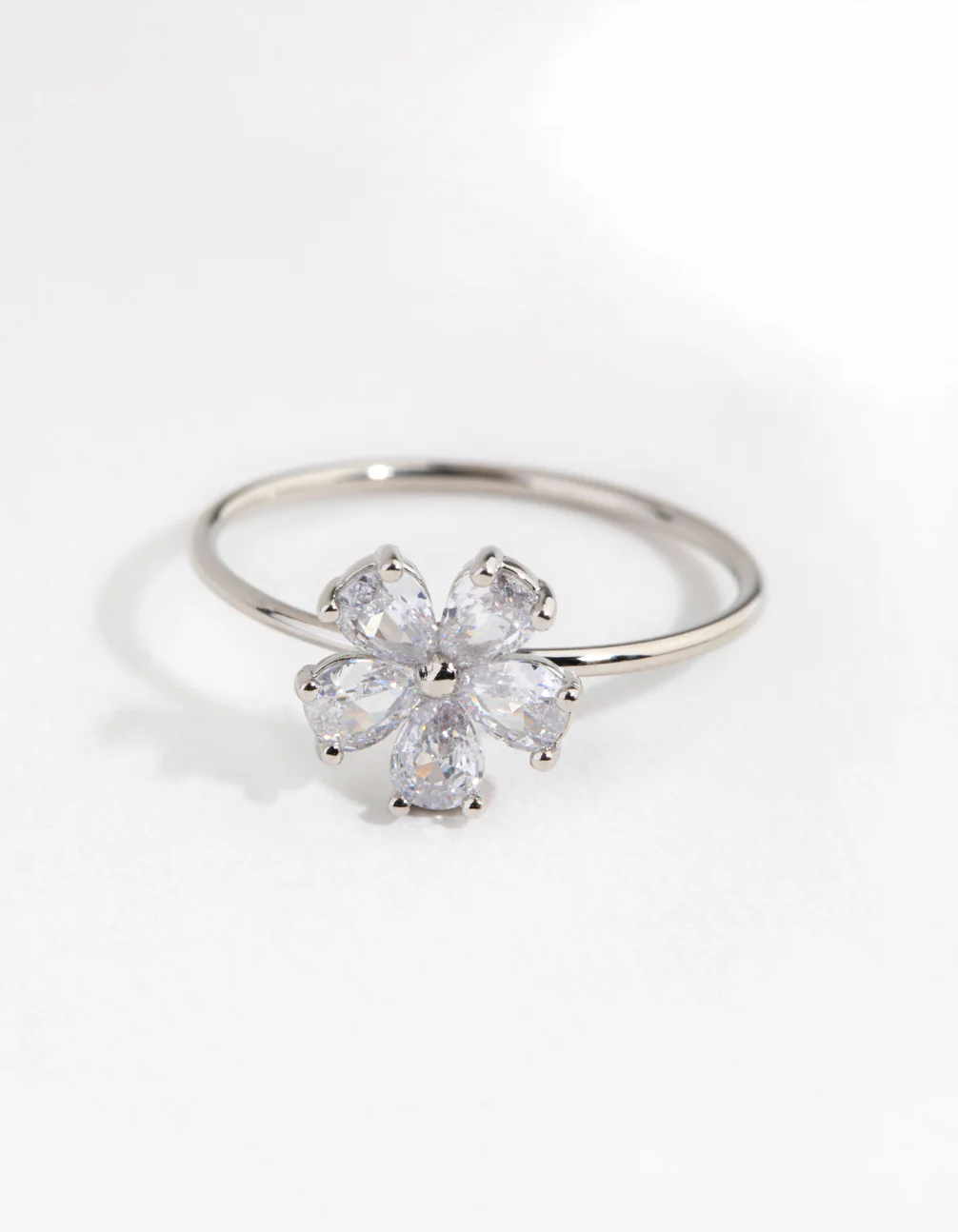 Silver Cubic Zirconia Daisy Diamante Ring - Image 2