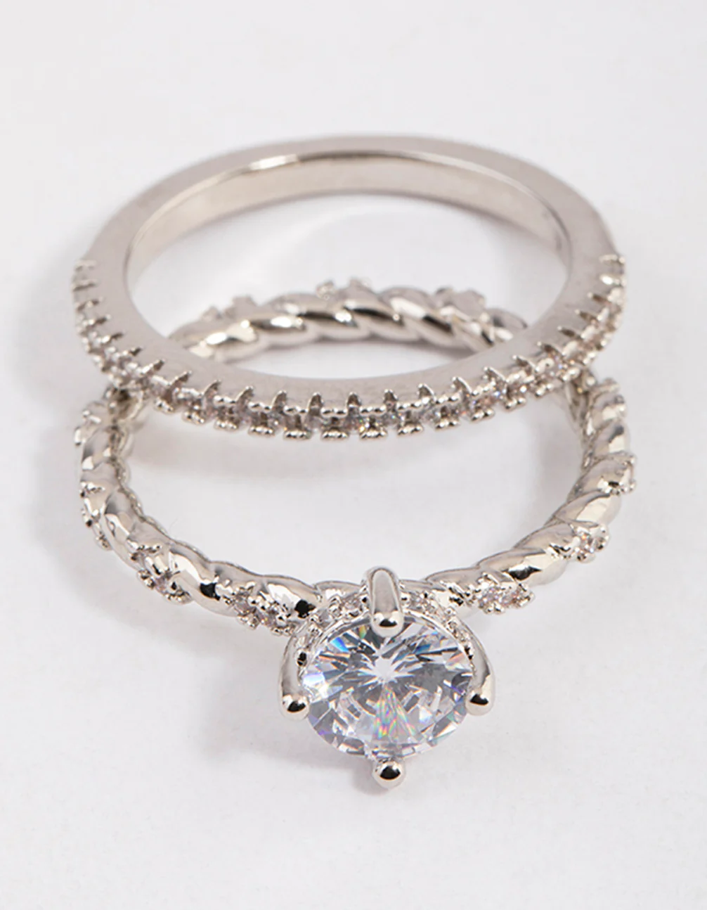 Silver Double Stack Rope Ring Set - Image 2