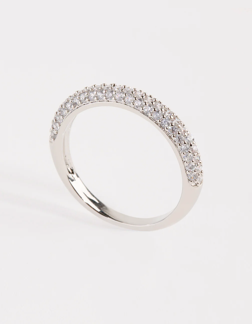 Silver Half Pave Cubic Zirconia Ring - Image 2