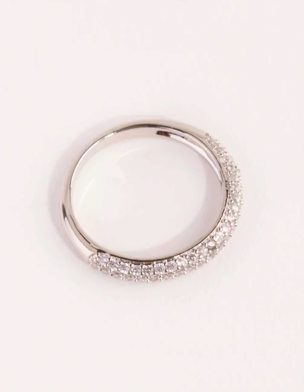 Silver Half Pave Cubic Zirconia Ring - Image 3