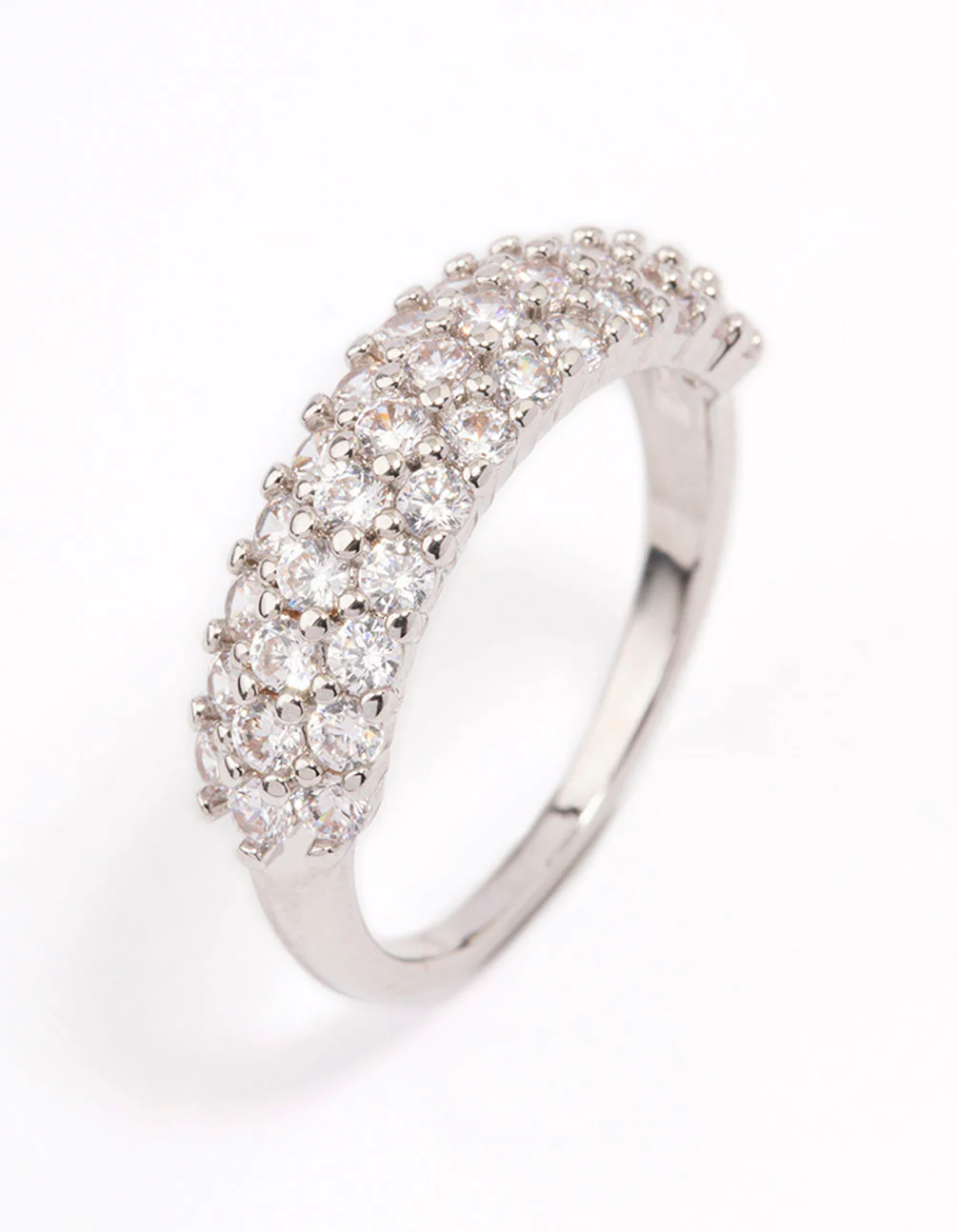 Silver Slim Cubic Zirconia Band Ring - Image 2
