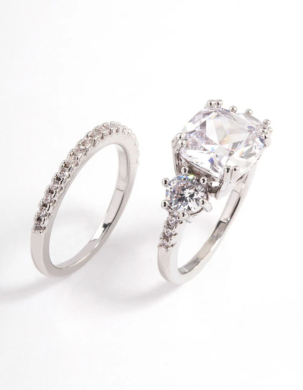Silver Triple Stone Ring Set - Image 2