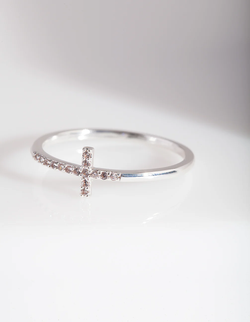 Cubic Zirconia Silver Cross Ring - Image 2