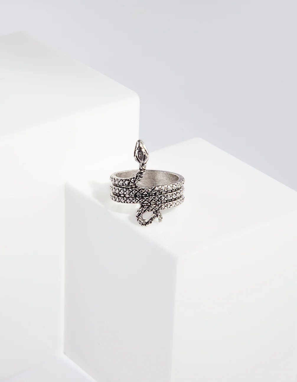 Silver Snake Etched Ring