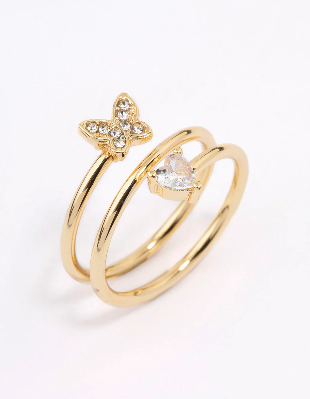 Gold Plated Heart Butterfly Wrapped Ring - Image 2