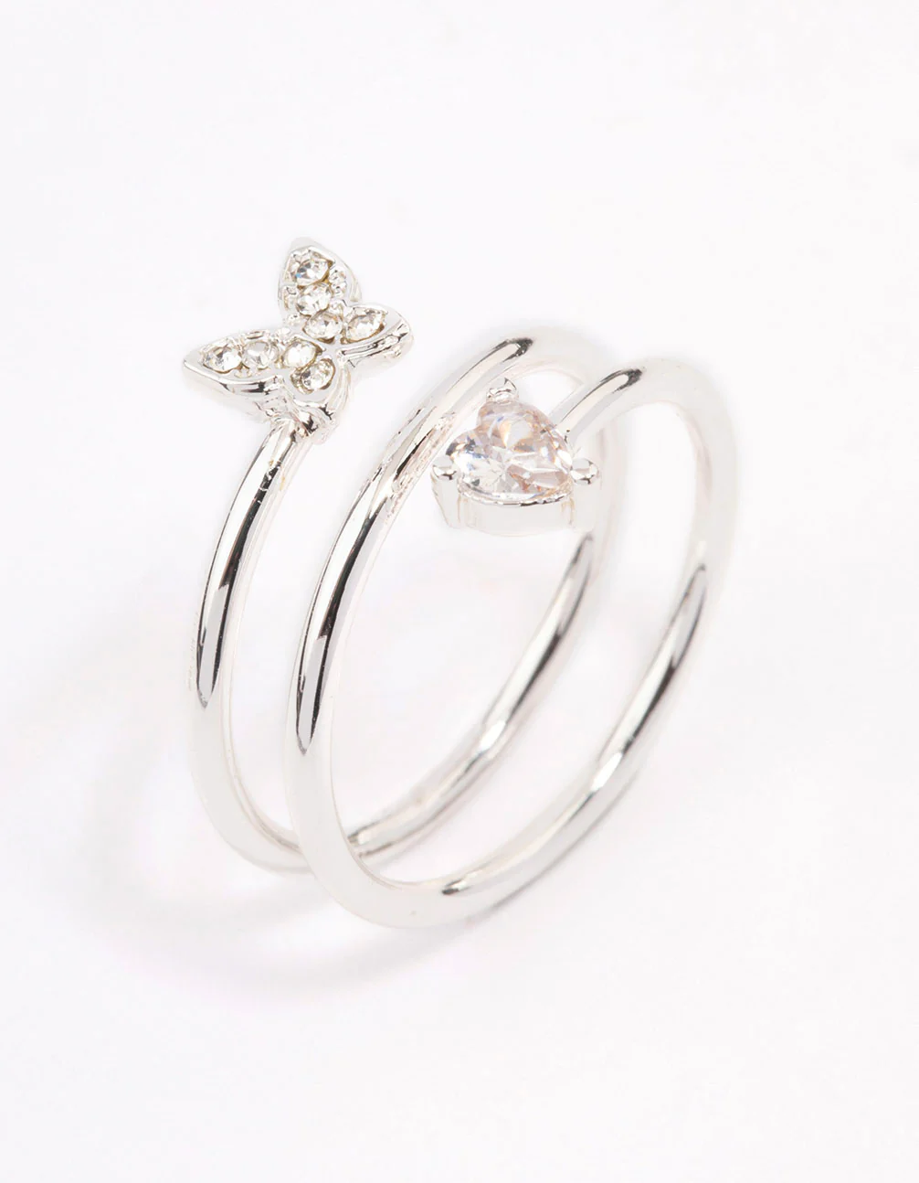 Silver Plated Heart Butterfly Wrapped Ring - Image 4