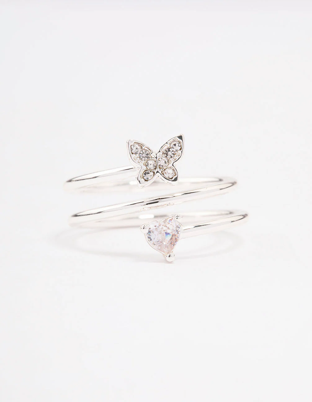 Silver Plated Heart Butterfly Wrapped Ring - Image 5