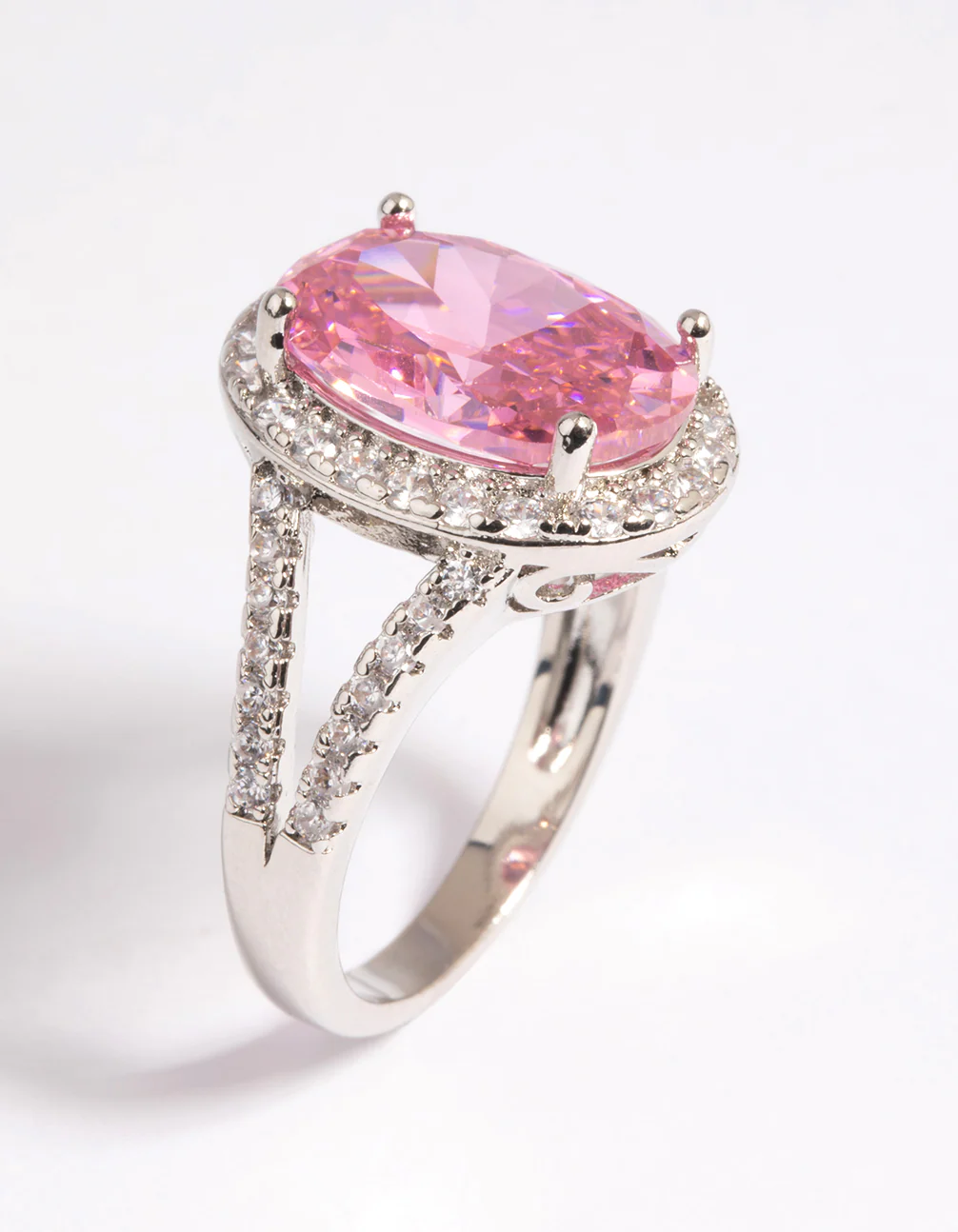Silver Pink Cubic Zirconia Ring - Image 3