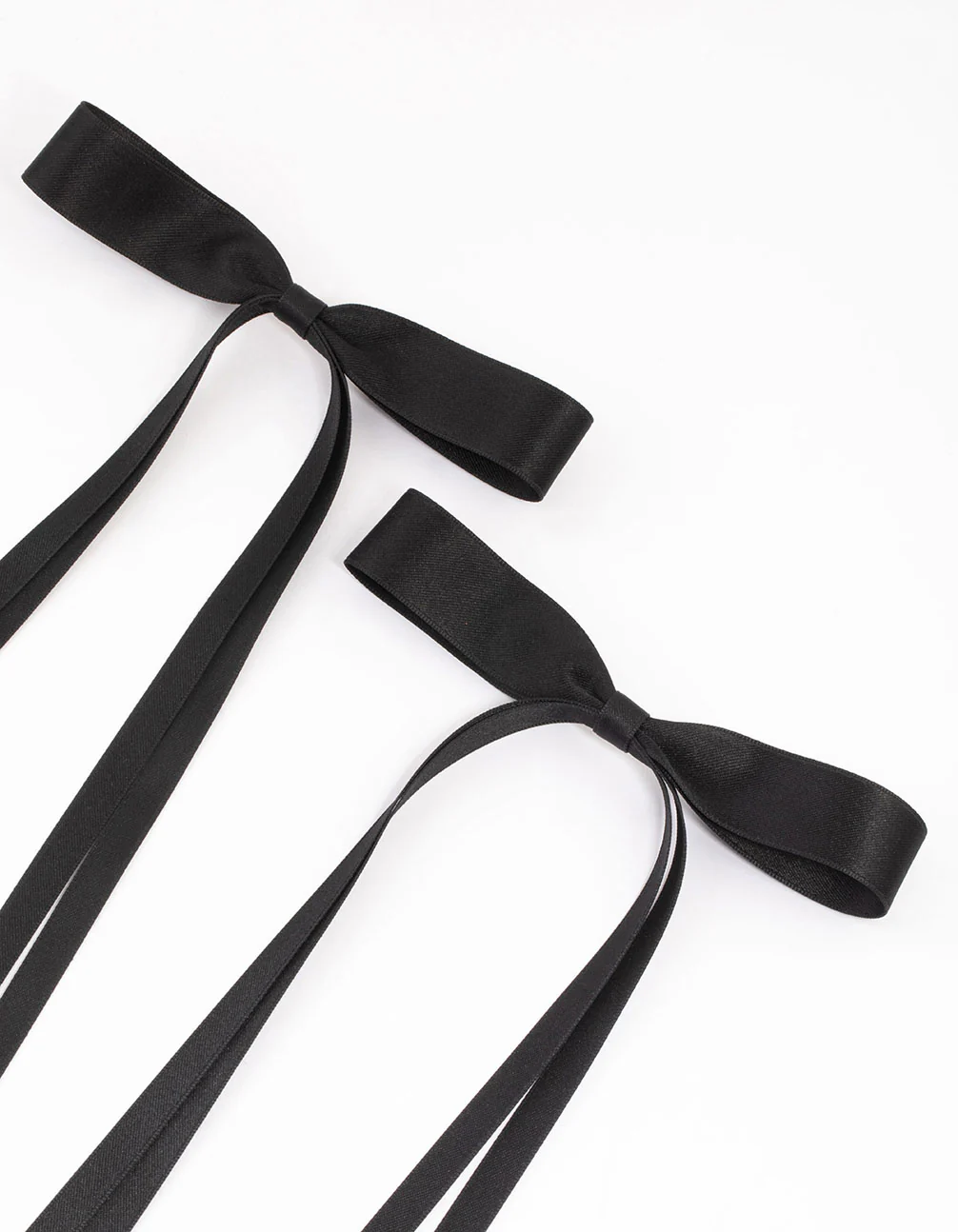 Black Fabric Wide Skinny Hair Bows Pack - Image 2
