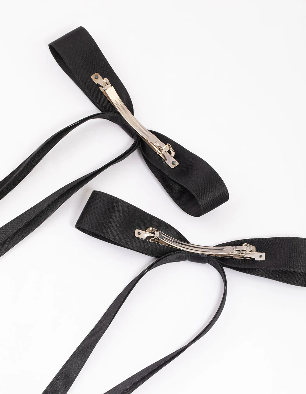 Black Fabric Wide Skinny Hair Bows Pack - Image 3
