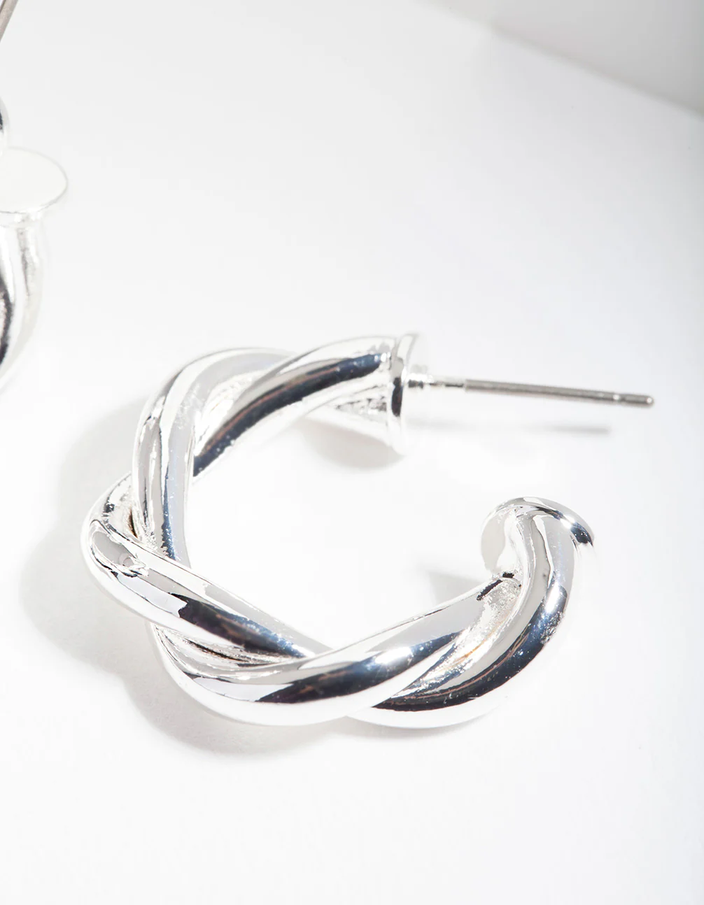 Silver Medium Rope Hoop Earrings - Image 2