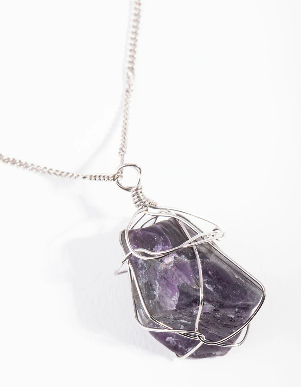 Silver Wire Wrapped Amethyst Necklace - Image 3