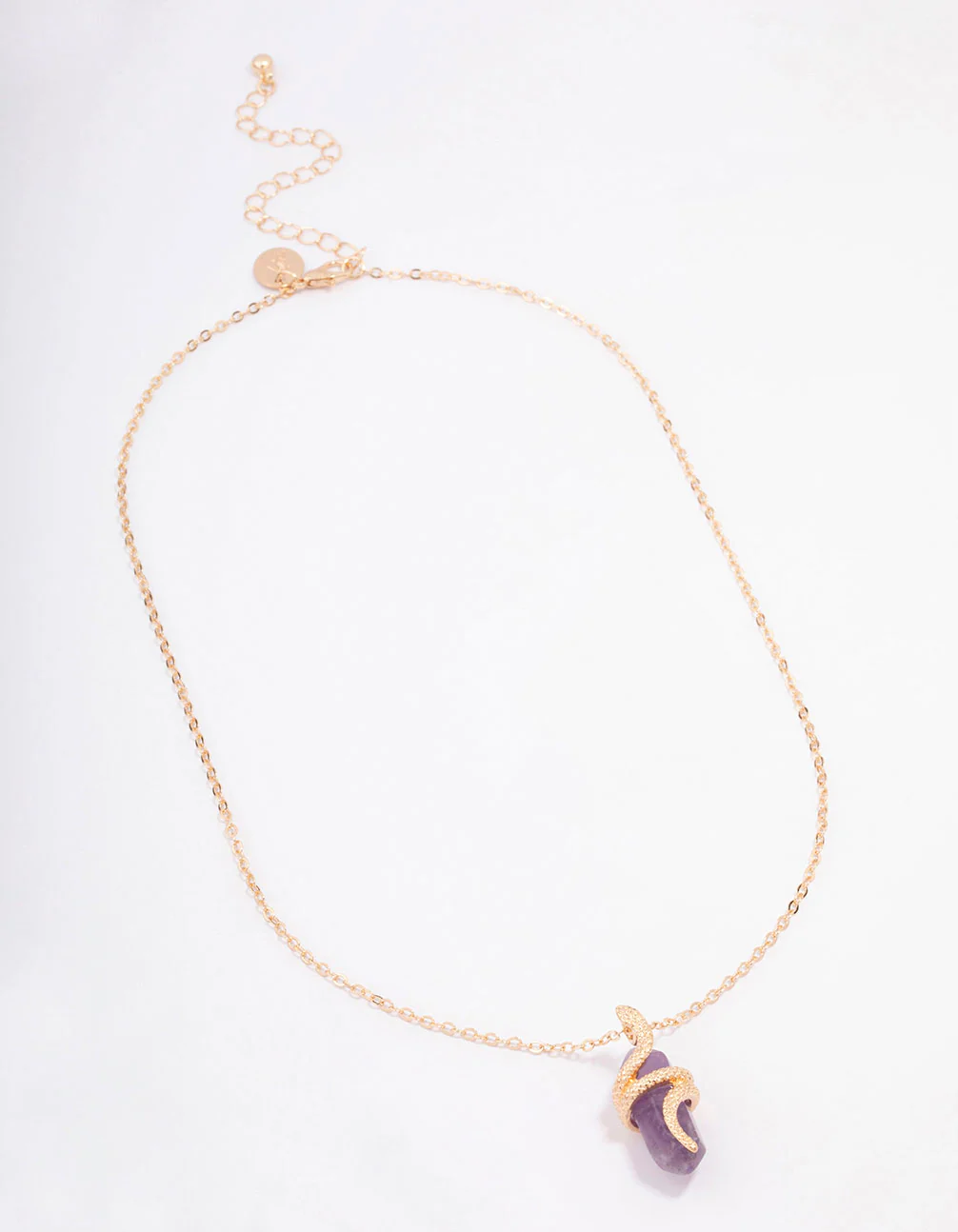 Gold Amethyst Snake Wrap Shard Pendant Necklace - Image 2