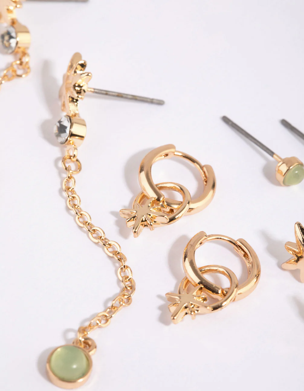 Gold Jade Starry Stack Pack Earrings - Image 3
