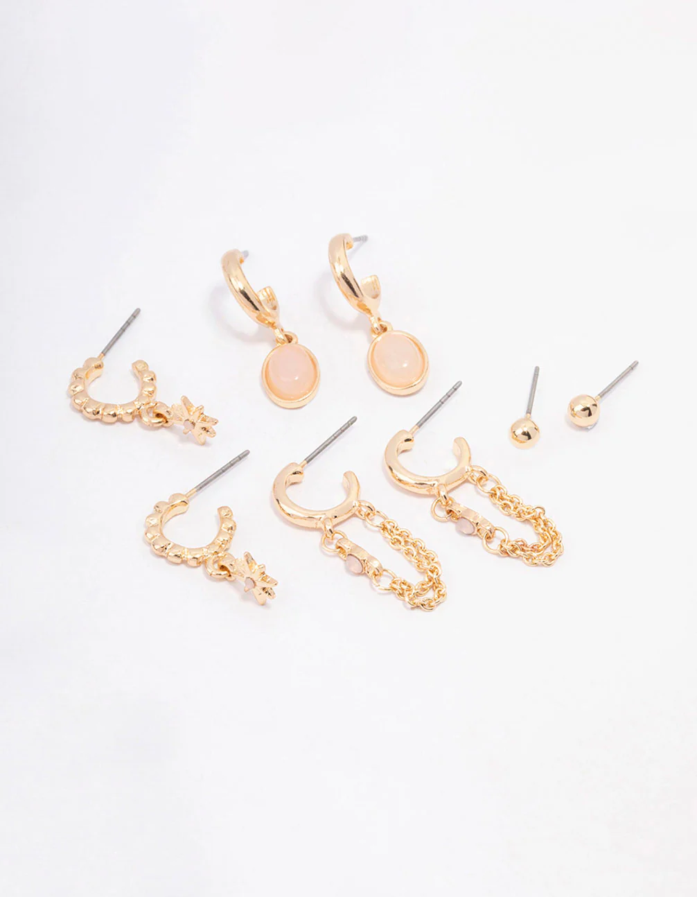 Gold Amethyst Star & Chain Earring 4-Pack