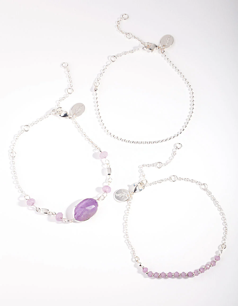 Silver Mixed Amethyst Anklet Pack - Image 2