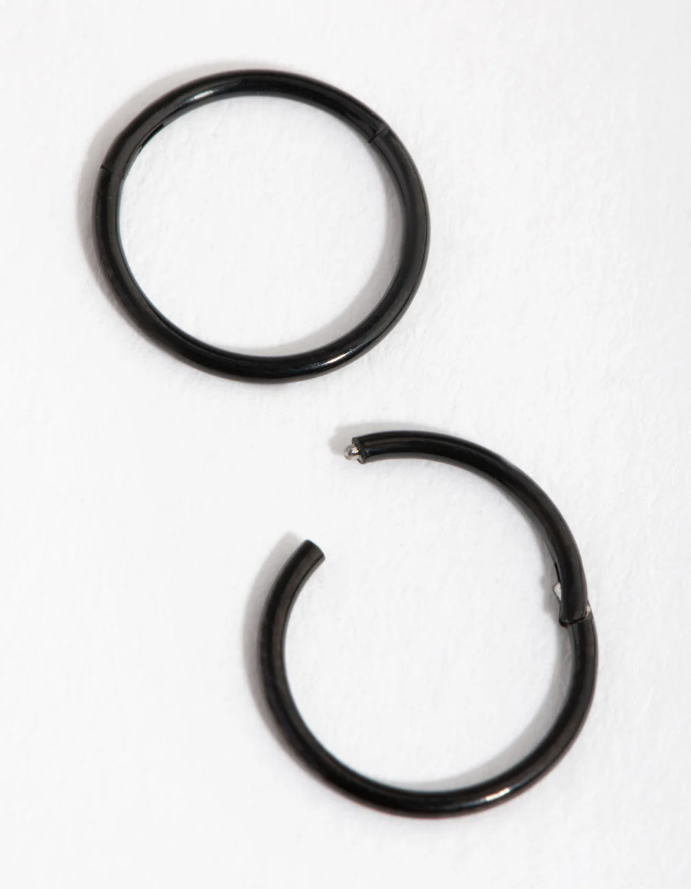 Black Coated Metal Surgical Steel 8mm Sleeper Earrings - Image 4