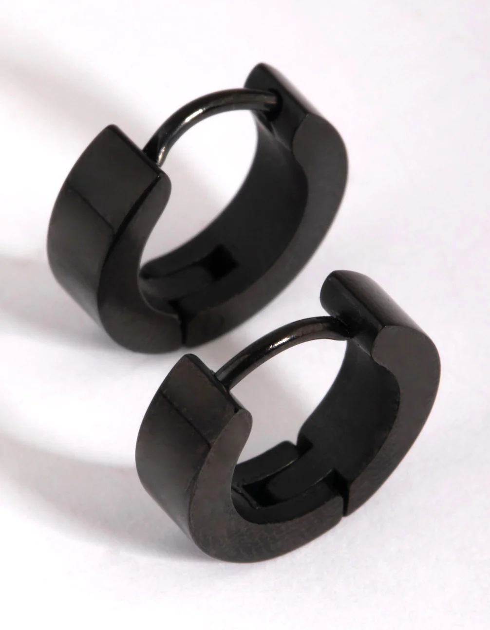 Matte Black Wide Huggie Hoop Earrings - Image 3