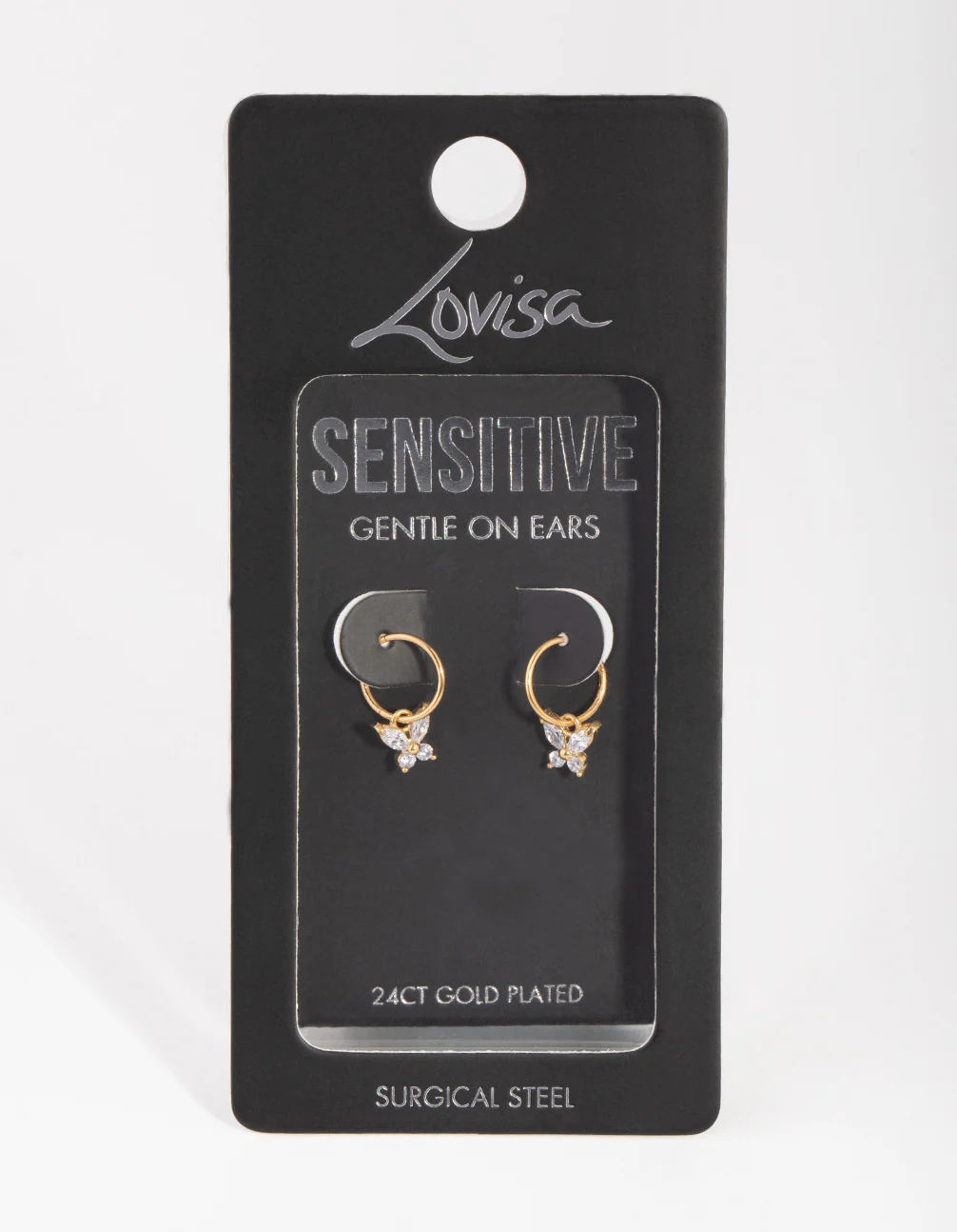 24 Carat Gold Plated Surgical Steel Butterfly Sleeper Earrings - Image 4