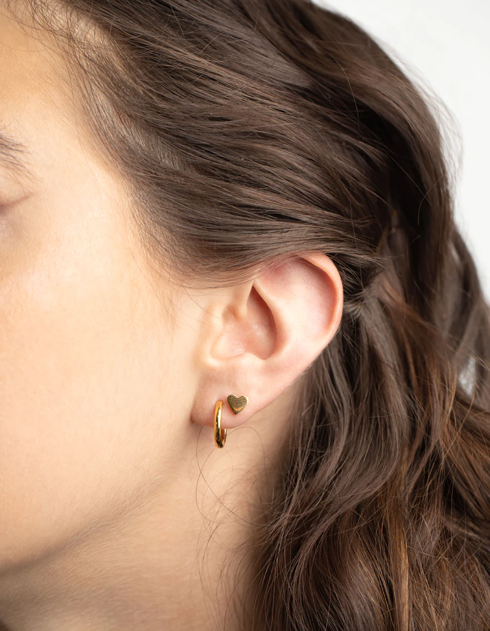 Gold Plated Surgical Steel Heart Stud Earring Set - Image 2