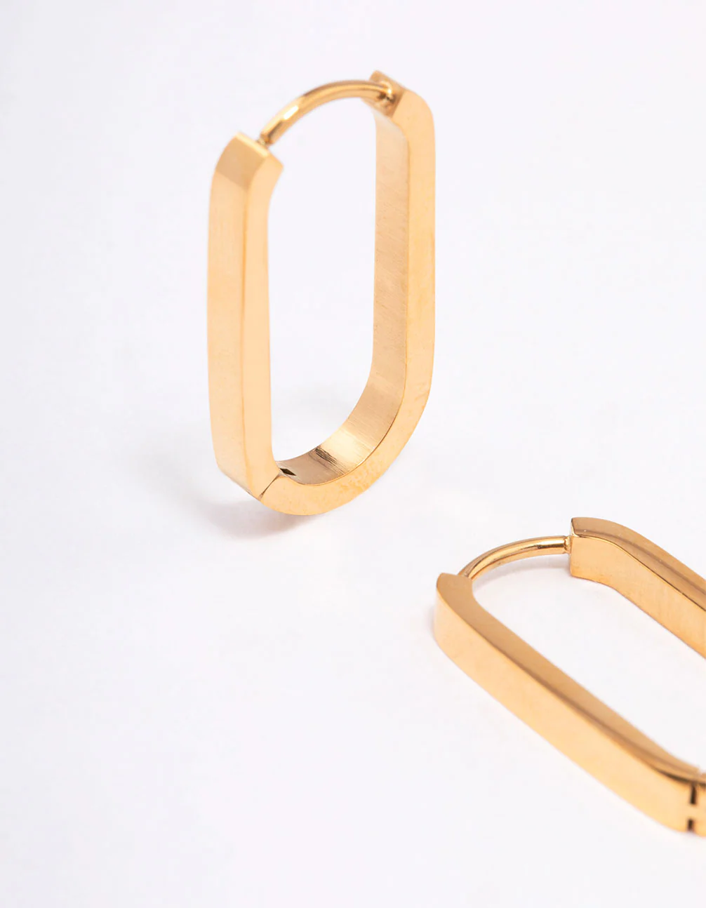 Gold Plated Surgical Steel Large Rectangle Huggie Earrings - Image 2