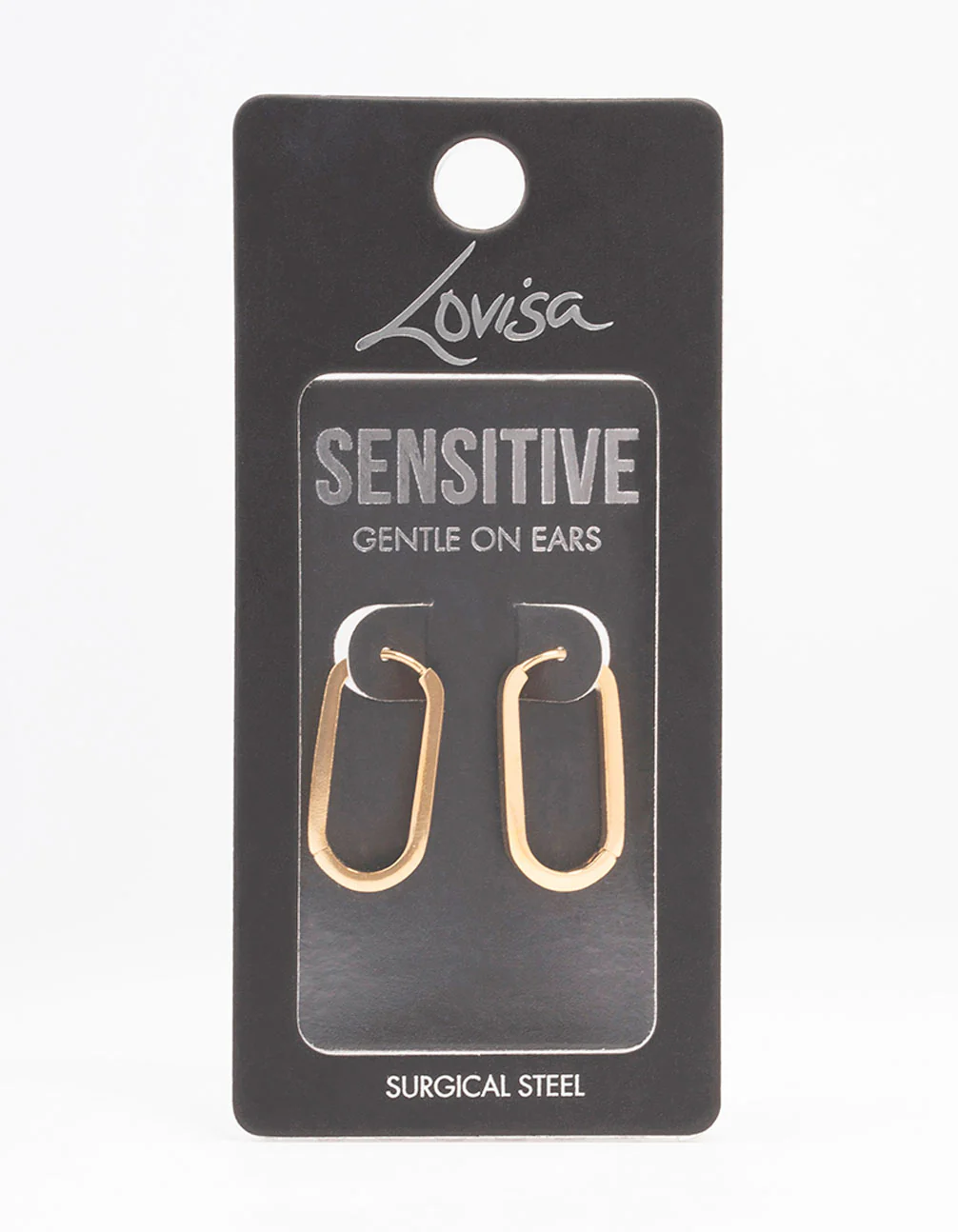 Gold Plated Surgical Steel Large Rectangle Huggie Earrings - Image 3