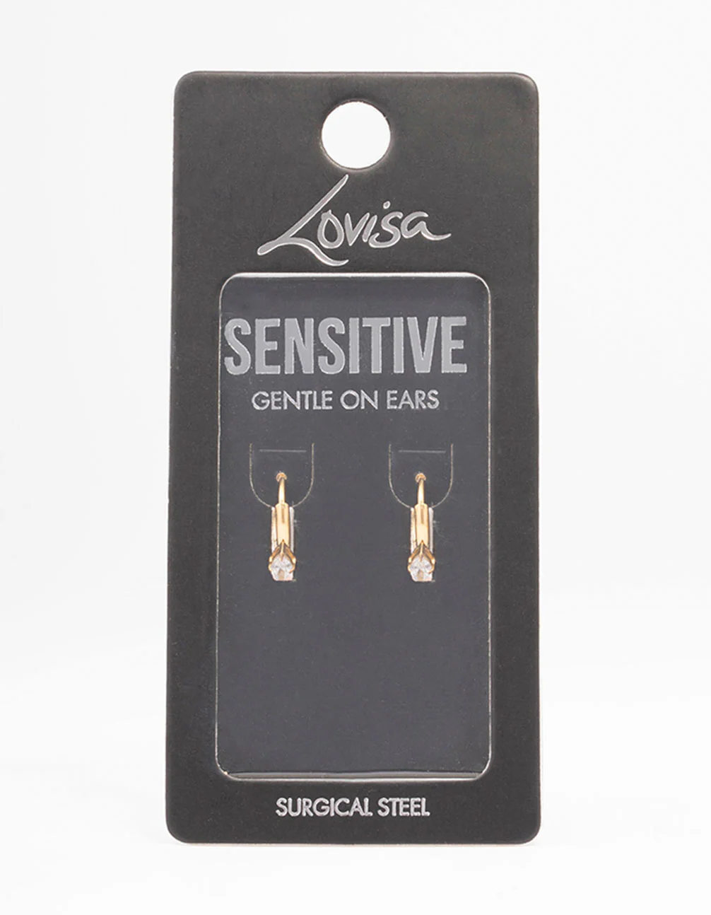 Gold Plated Surgical Steel Marquise Cubic Zirconia Huggie Earrings - Image 3