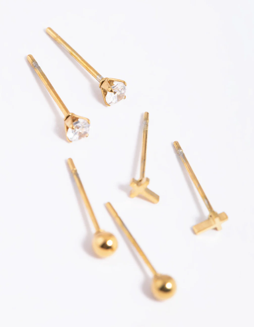 Gold Plated Surgical Steel Cross Stud Earrings - Image 3