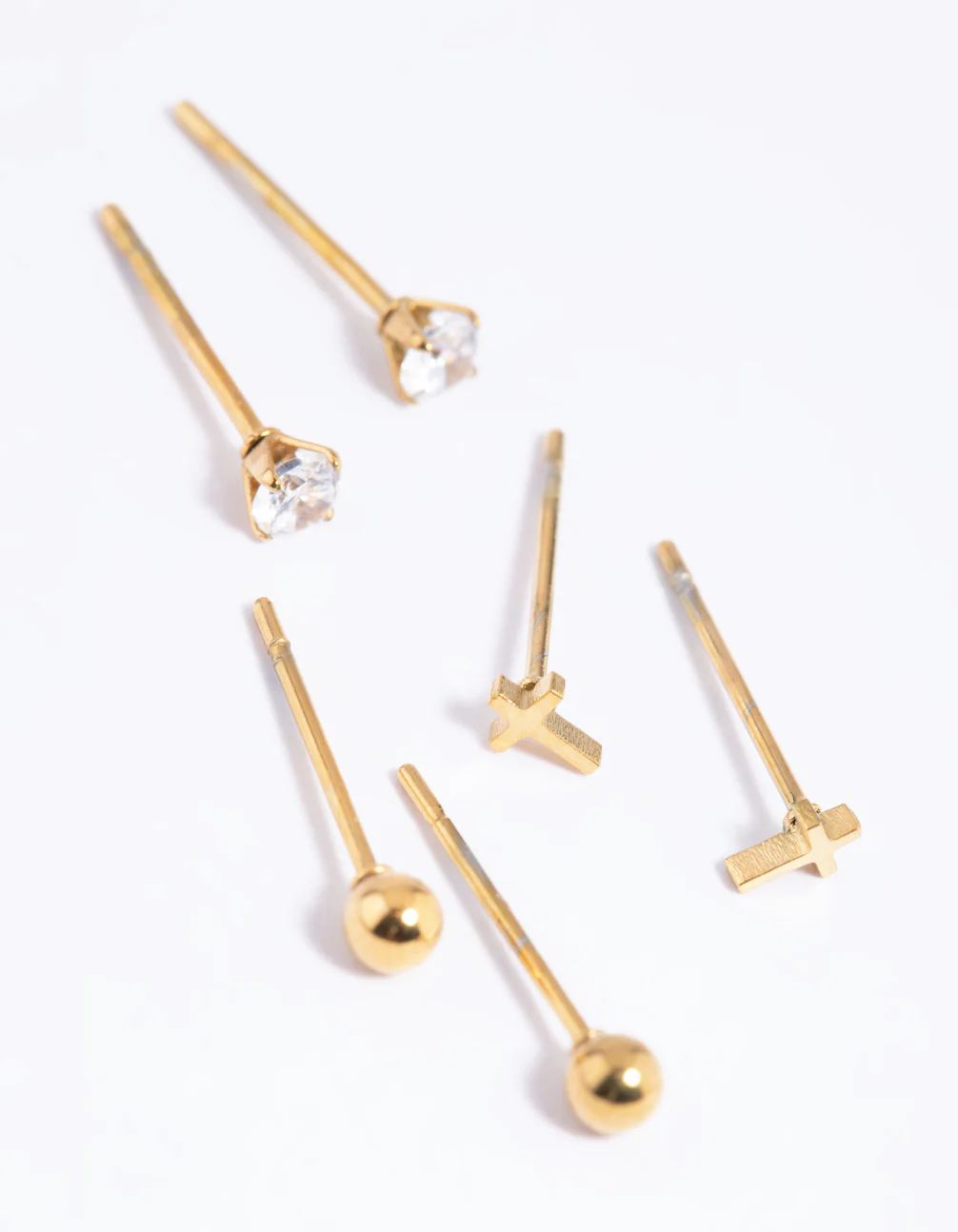 Gold Plated Surgical Steel Cross Stud Earrings - Image 4