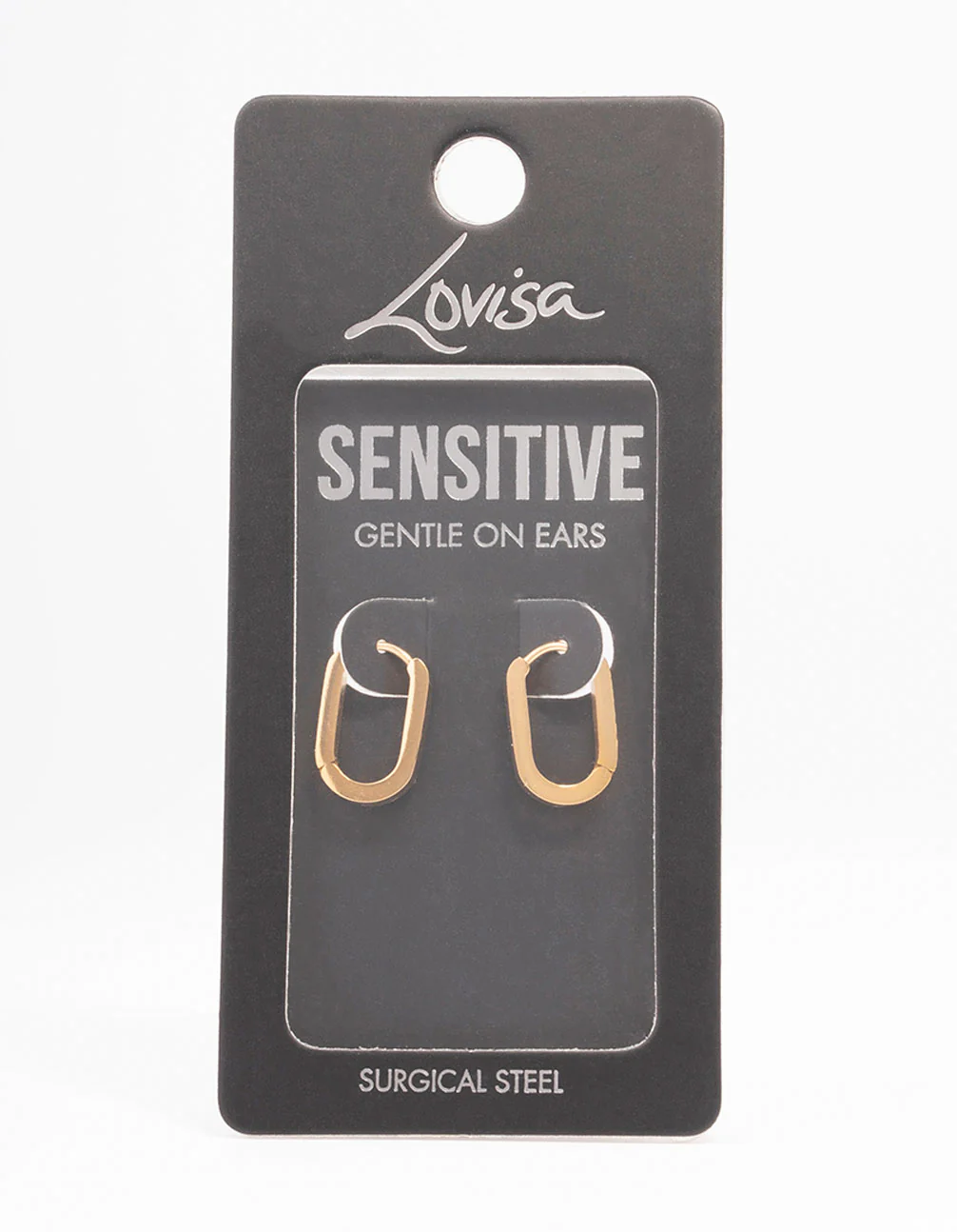 Gold Plated Surgical Steel Small Rectangle Huggie Earrings - Image 3