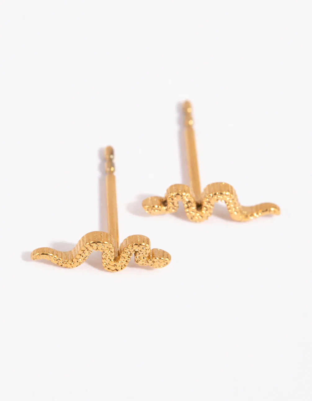 Gold Plated Surgical Steel Snake Stud Earrings - Image 2