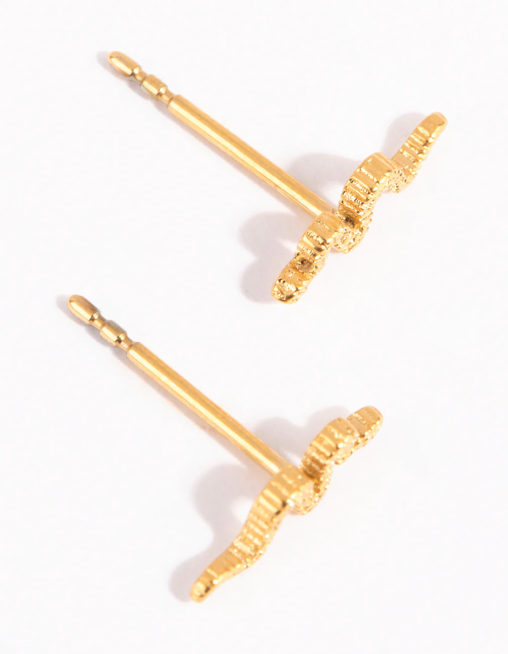 Gold Plated Surgical Steel Snake Stud Earrings - Image 3