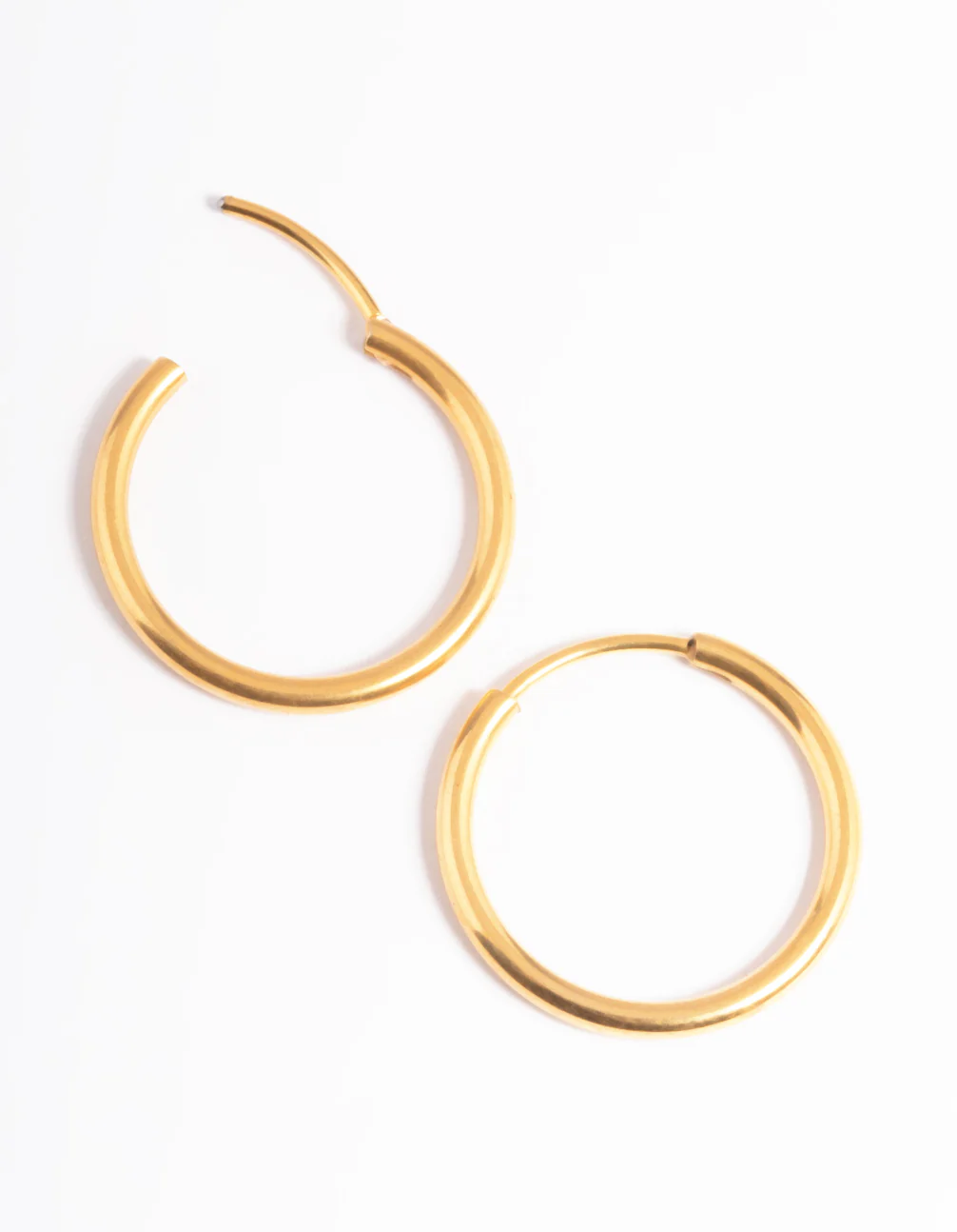 Gold Plated Surgical Steel Thin 18mm Hoop Earrings - Image 4