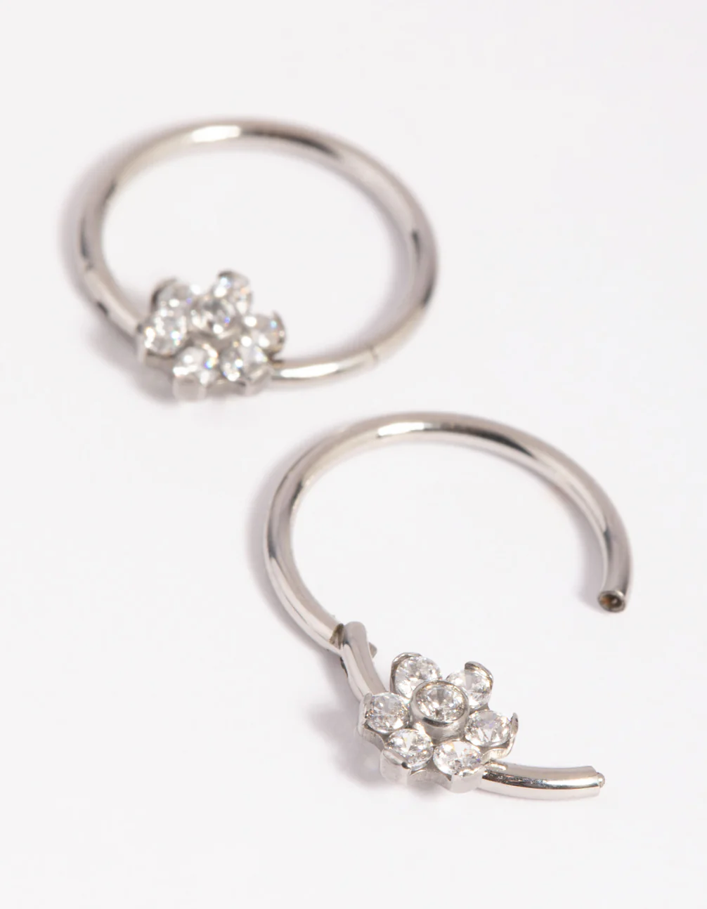 Surgical Steel Flower Hoop Earrings - Image 3